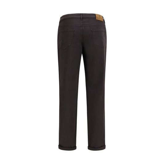 Brown Cotton Casual Pants