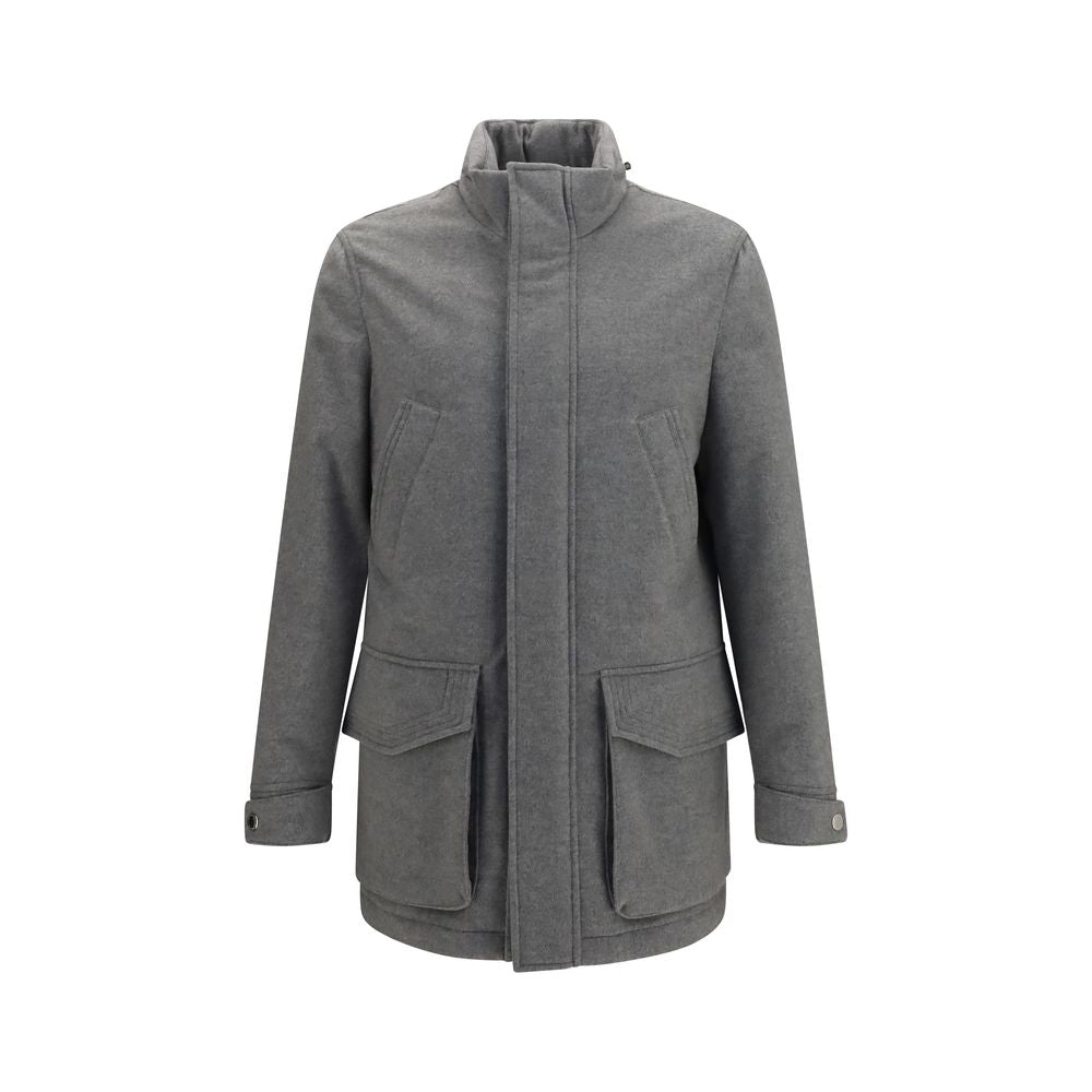 Gray Cashmere Full-Length Jacket