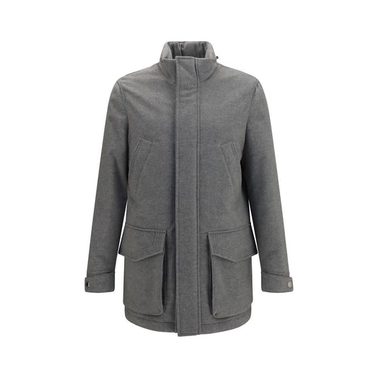 Gray Cashmere Full-Length Jacket