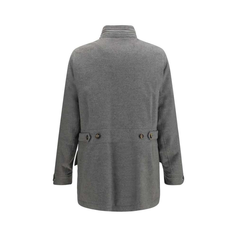 Gray Cashmere Full-Length Jacket