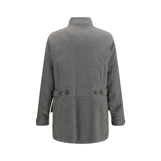 Gray Cashmere Full-Length Jacket