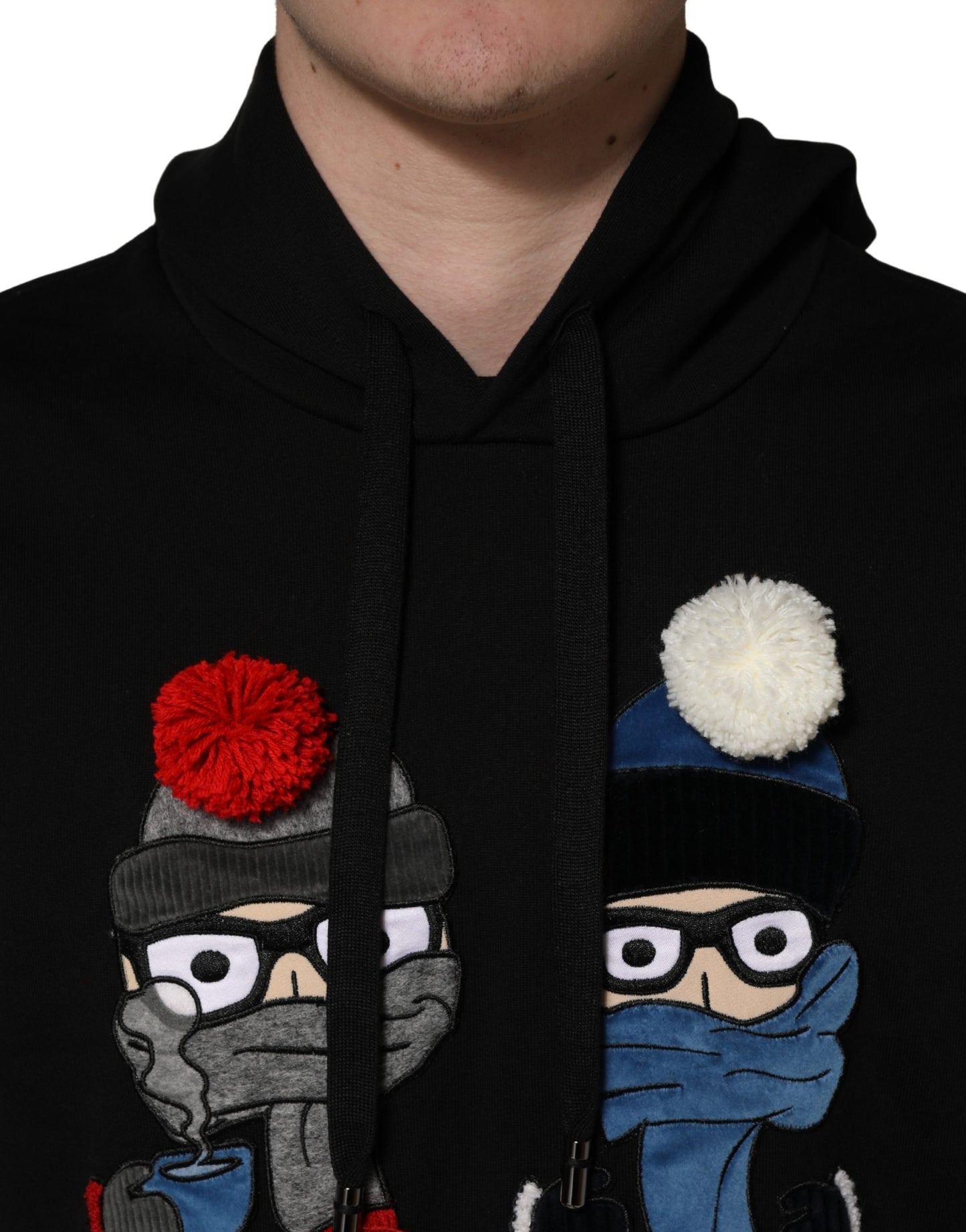 #dgfamily Black Cotton Hooded Men Sweatshirt Sweater