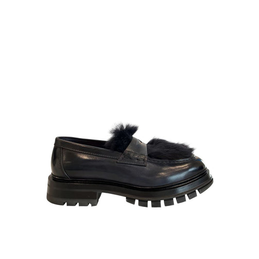 Blue Leather Men Loafer