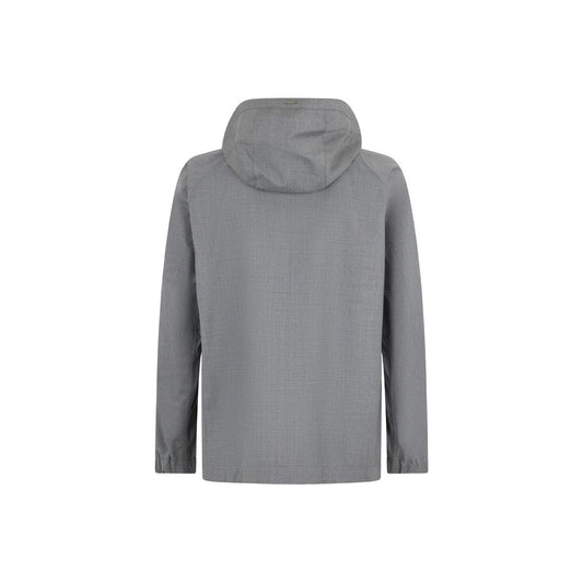 Gray Virgin Wool Shell Jacket