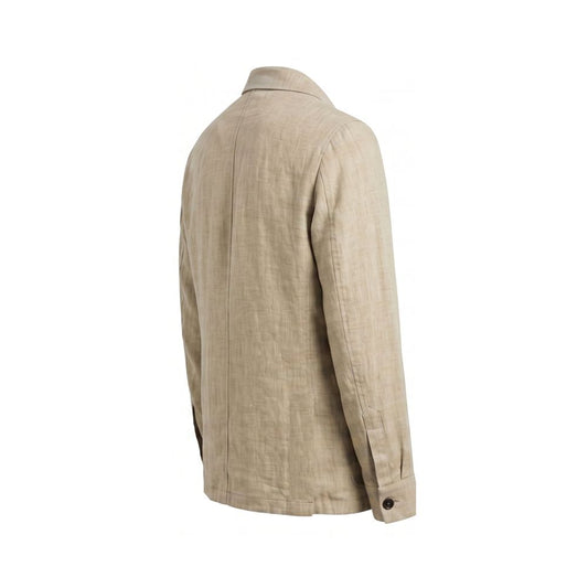 Beige Linen Men Jacket
