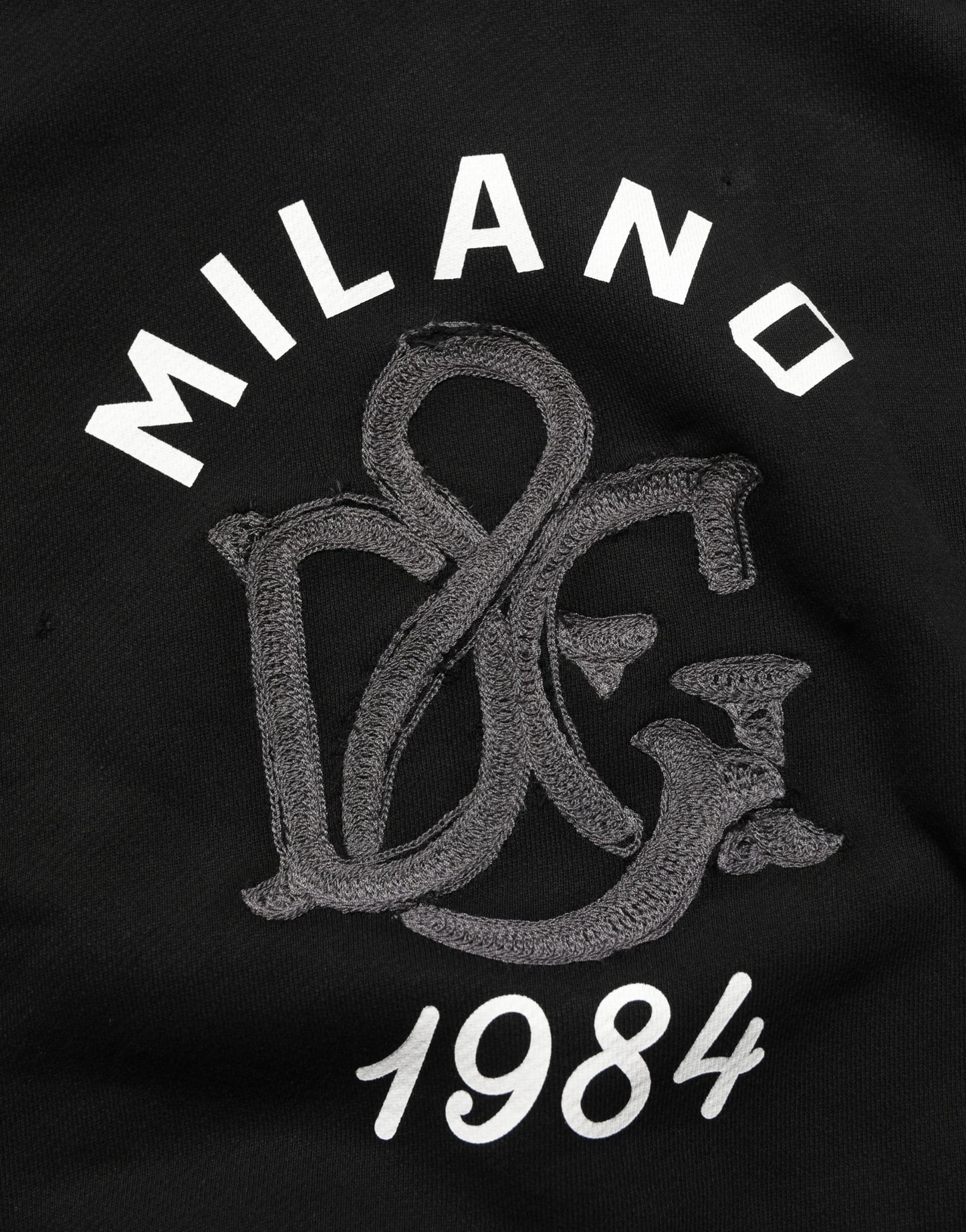 Black Cotton Milano1984 Print Hoodie Sweater