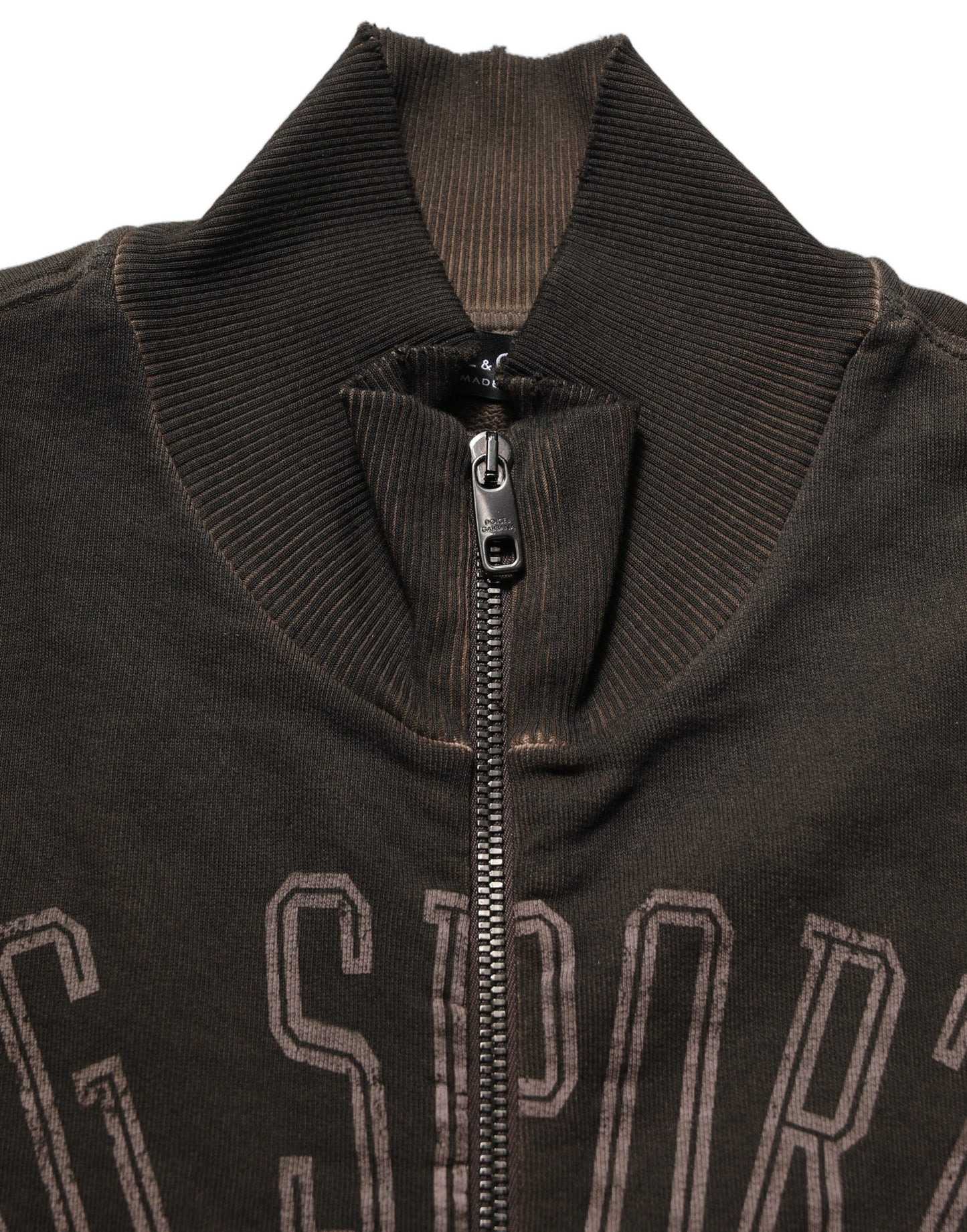 Brown Logo Print Full Zip Sweatshirt Sweater