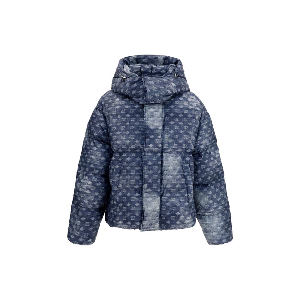 Blue Polyester Full-Length Jacket