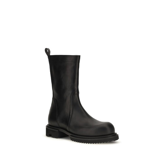 Black Calf Leather Bos Taurus Flat Boots