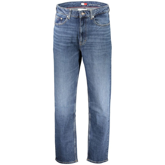 Blue Cotton Men's Jean Refined with Tapered Silhouette