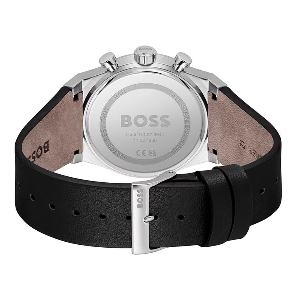 Gray Leather Dress Watch