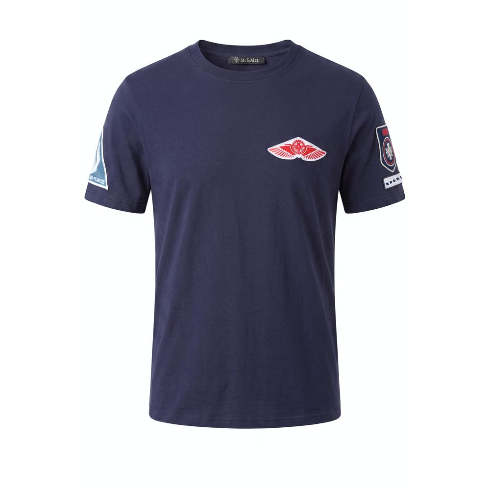 Blue Cotton Men T-shirt