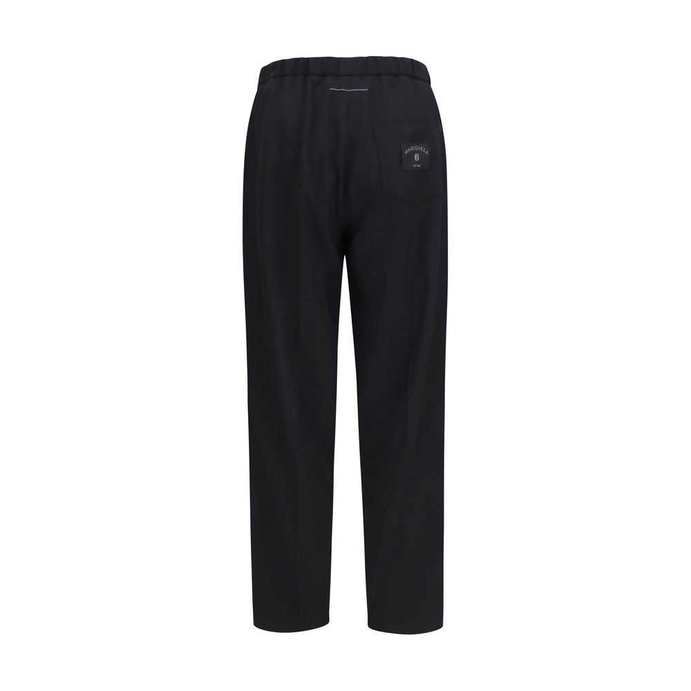 Black Polyester Casual Pants