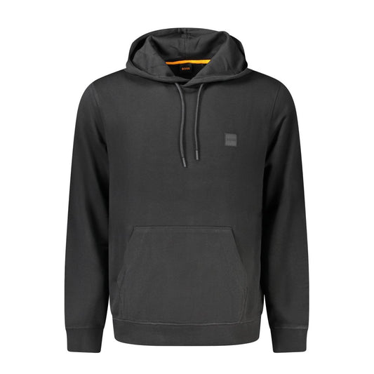 Black Cotton Men's Hooded Sweatshirt