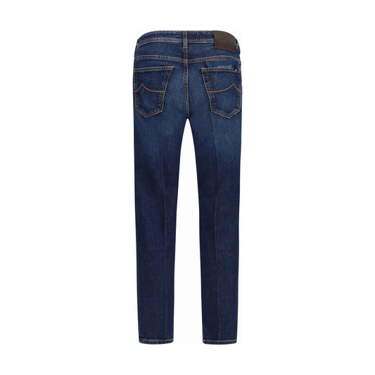 Blue Elastane Tapered Jeans