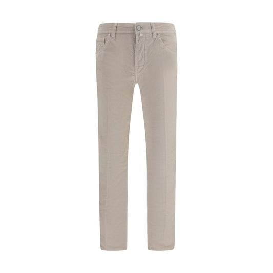 Beige Cotton Casual Pants