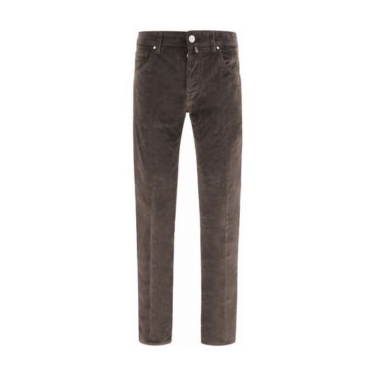 Brown Cotton Casual Pants