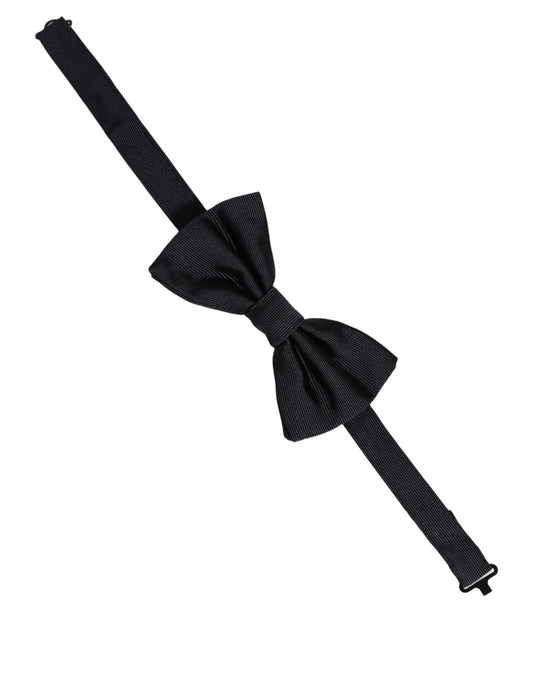 Men Dark Blue 100% Silk Adjustable Neck Papillon Bow Tie
