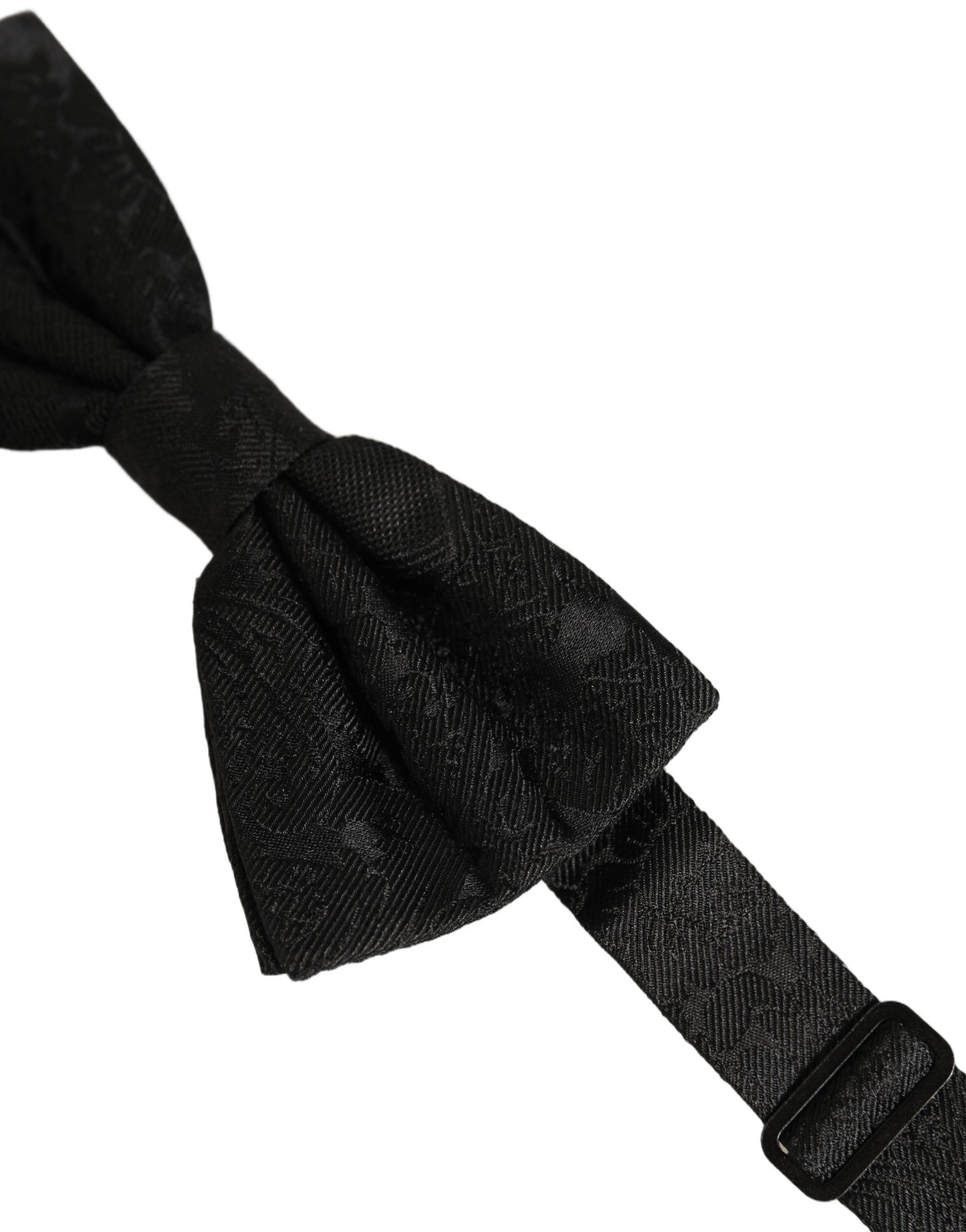 Men Black Paisley Silk Adjustable Neck Papillon Bow Tie