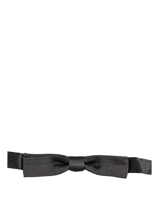 Men Dark Gray 100% Silk Adjustable Neck Papillon Bow Tie