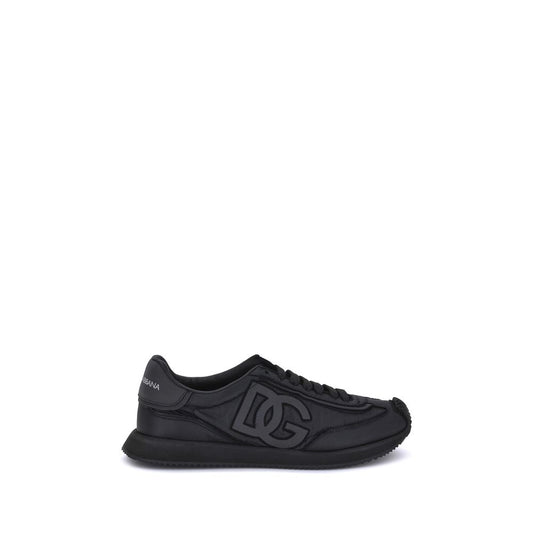Black Polyester Low Top Sneakers