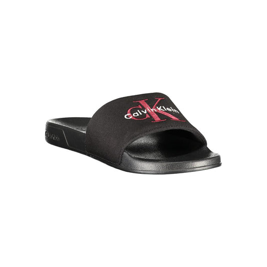 Black Polyester Men's Slipper