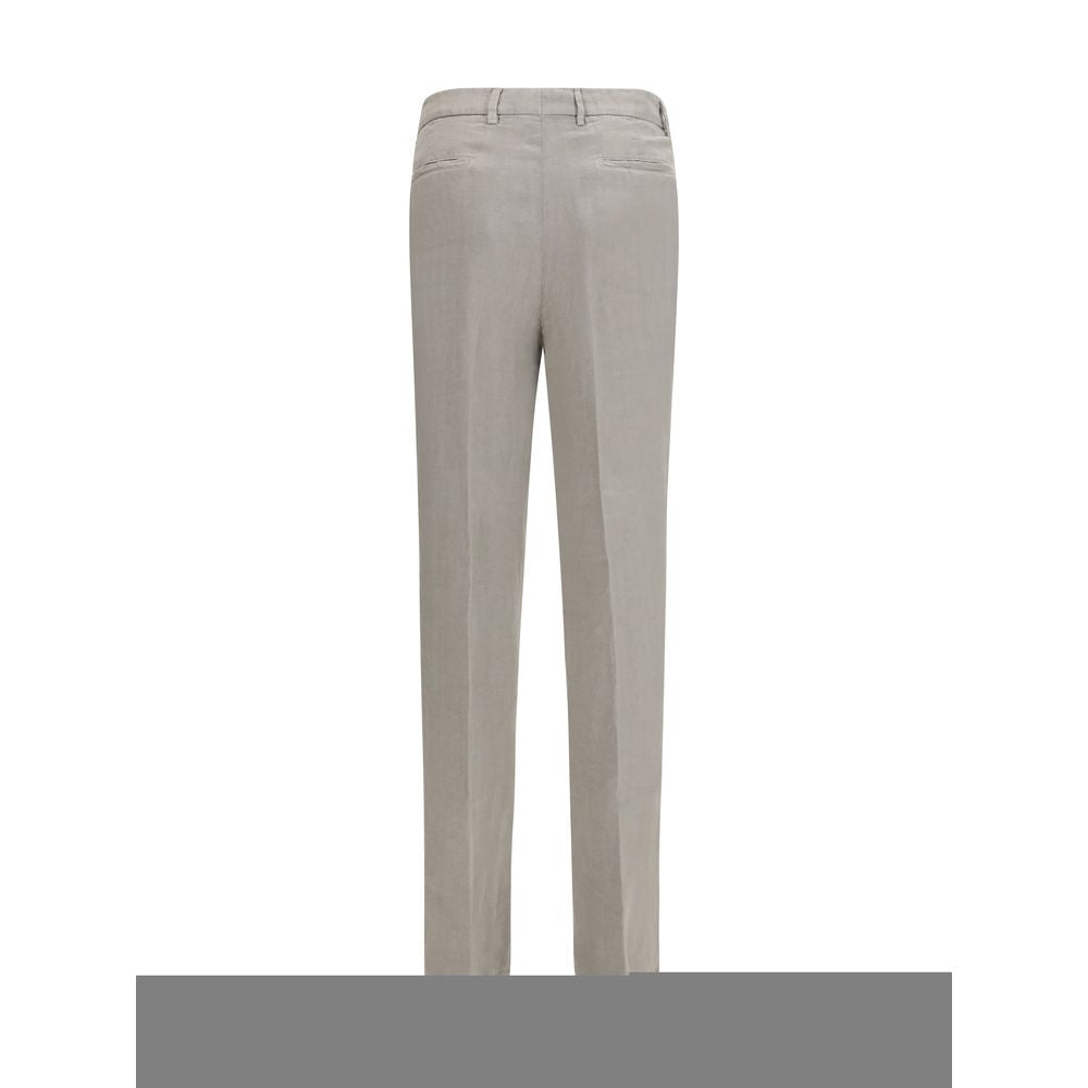 Gray Linen Casual Pants