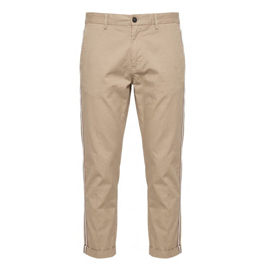 Beige Cotton Men Pants
