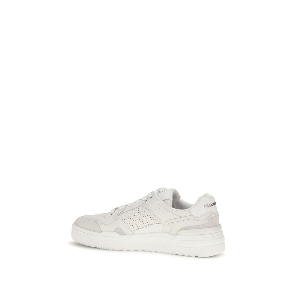 White Polyester Low Top Sneakers