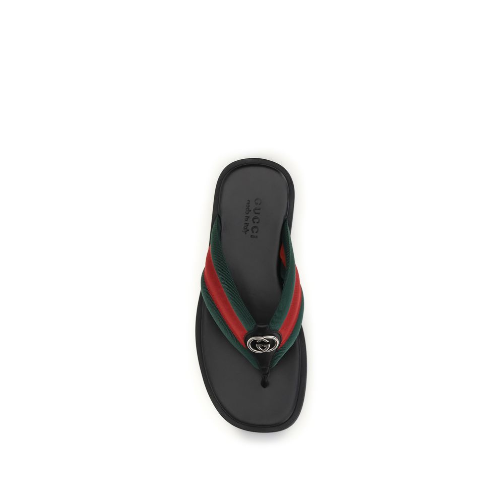 Black Nylon Flip-Flop Sandals