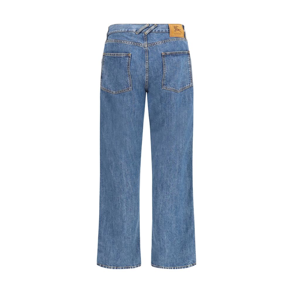 Blue Cotton Straight-Leg Jeans