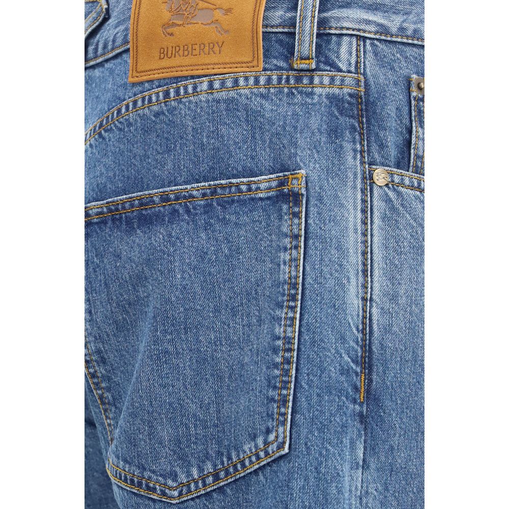 Blue Cotton Straight-Leg Jeans