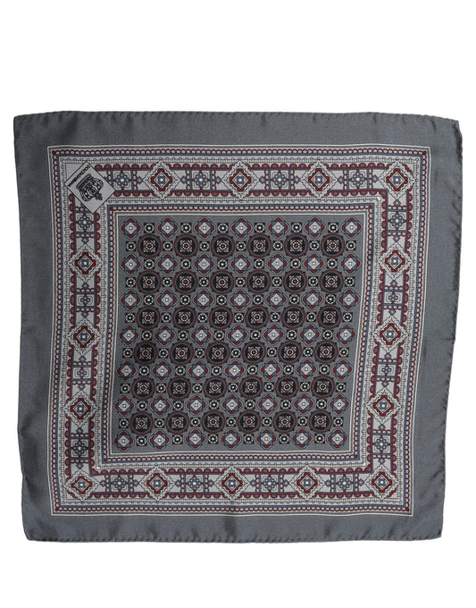 Gray Geometric Pocket Square Foulard Scarf