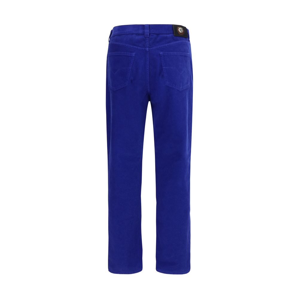 Blue Cotton Straight-Leg Jeans