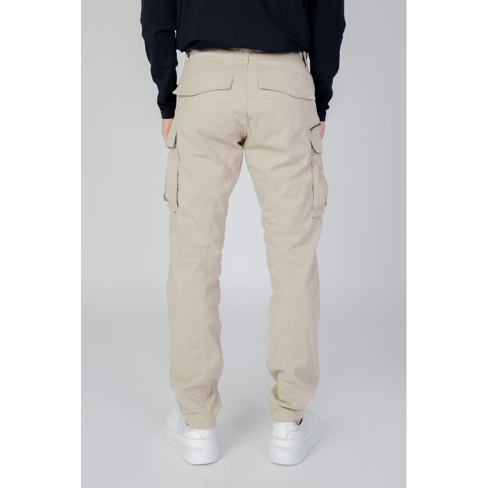 Beige Cotton Cargo Pants