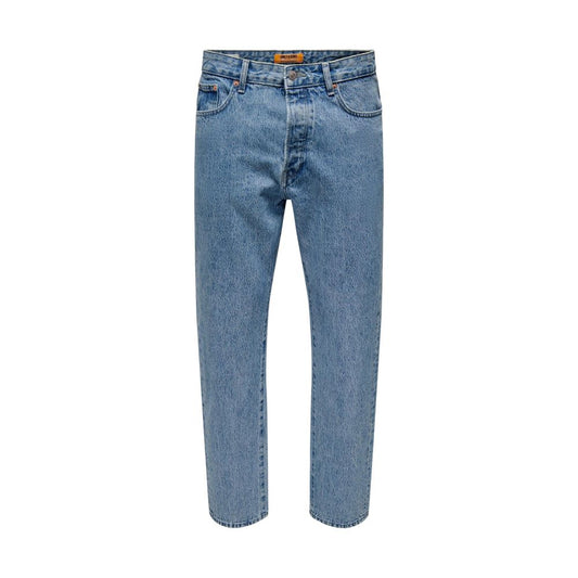 Light Blue Cotton Relaxed Fit Jeans