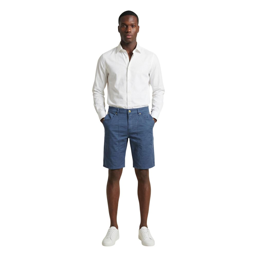 Blue Cotton Bermuda Shorts