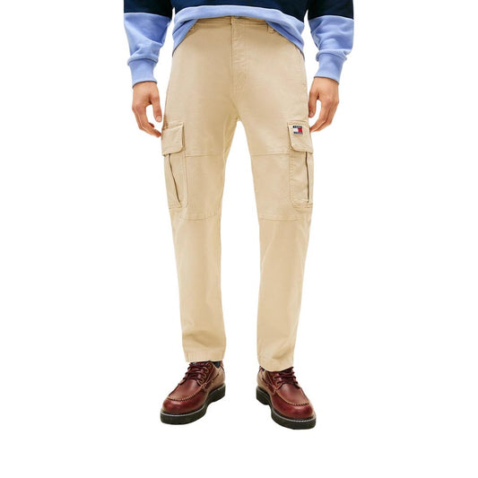 Beige Recycled Cotton Cargo Pants
