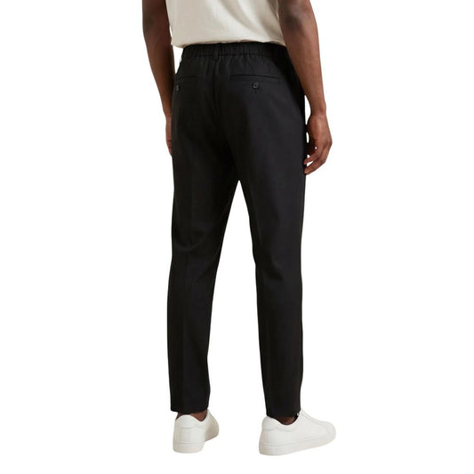 Black Cotton Casual Pants