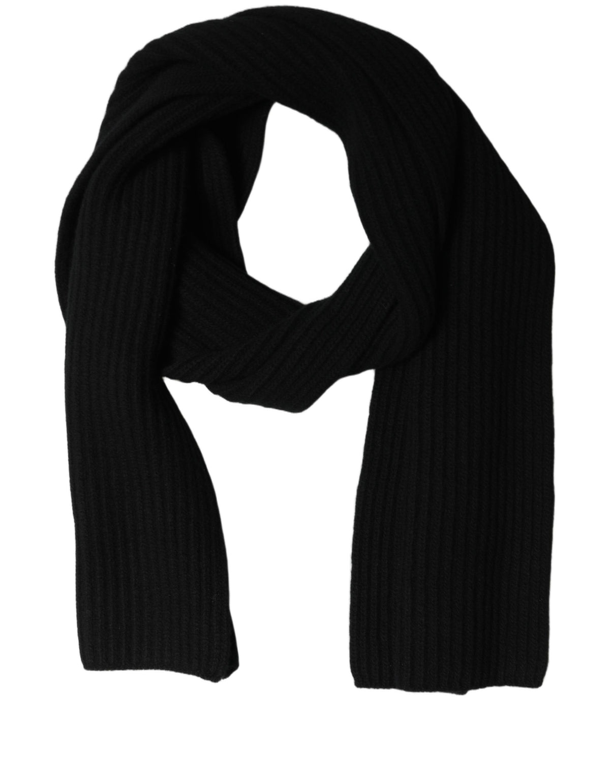 Men Black Wool Knitted Neck Shawl Scarf