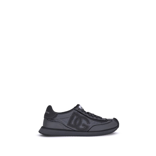 Black Polyester Athletic Sneakers