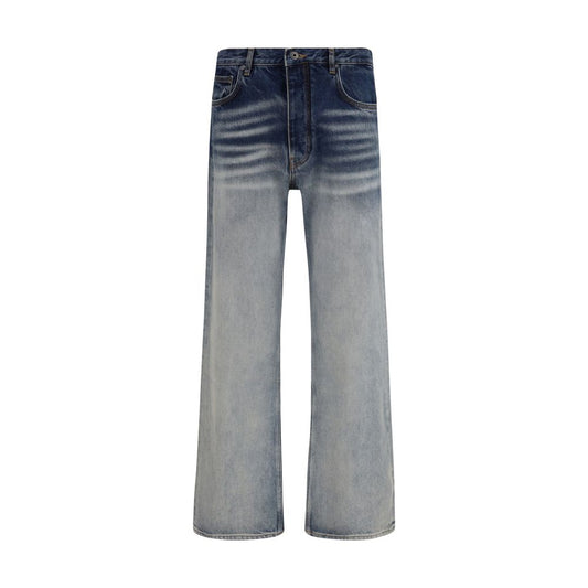 Gray Cotton Straight-Leg Jeans