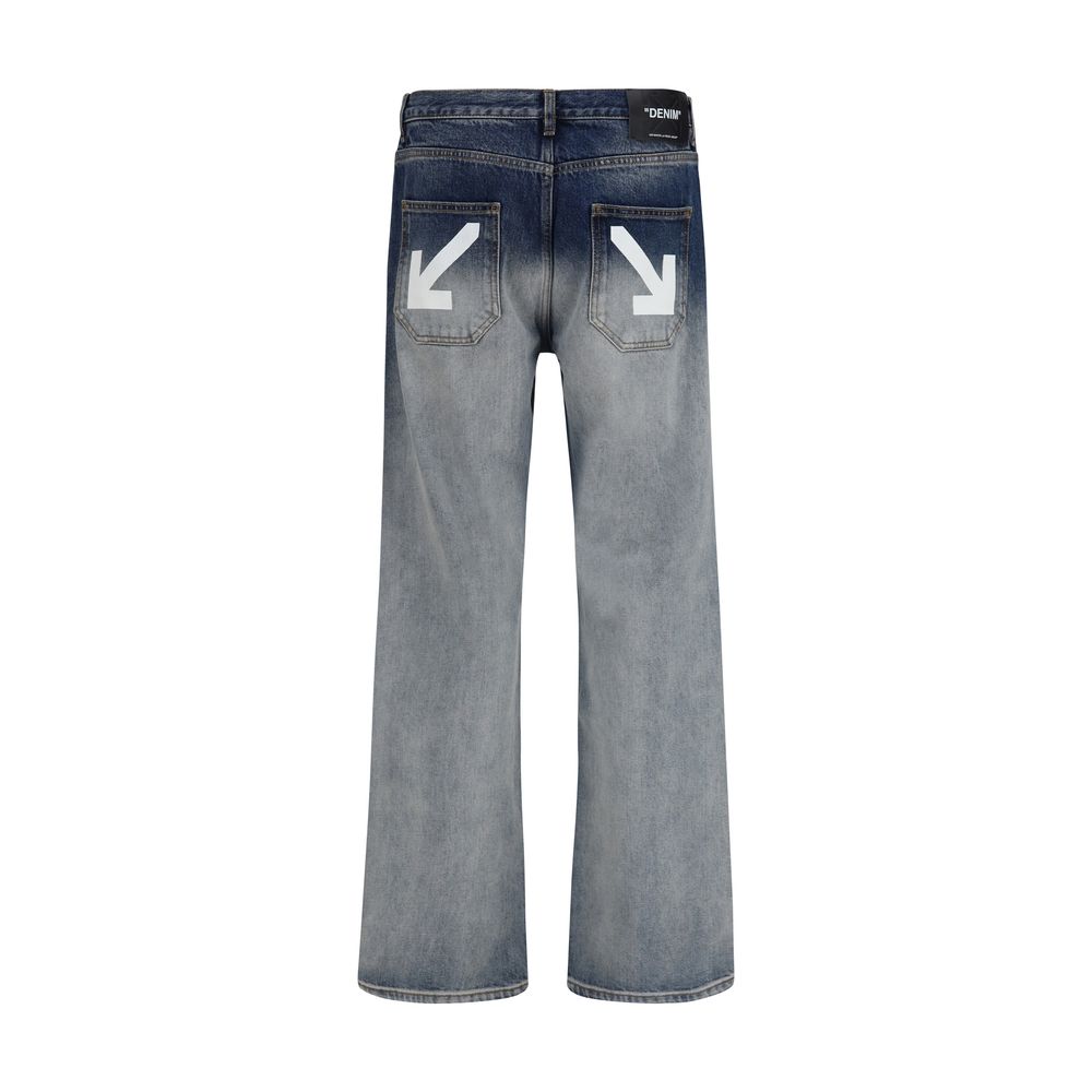 Gray Cotton Straight-Leg Jeans