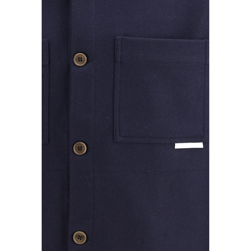 Blue Wool Oves Aries Full-Length Jacket
