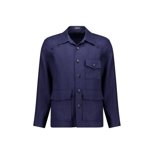 Navy Blue Linen Jacket