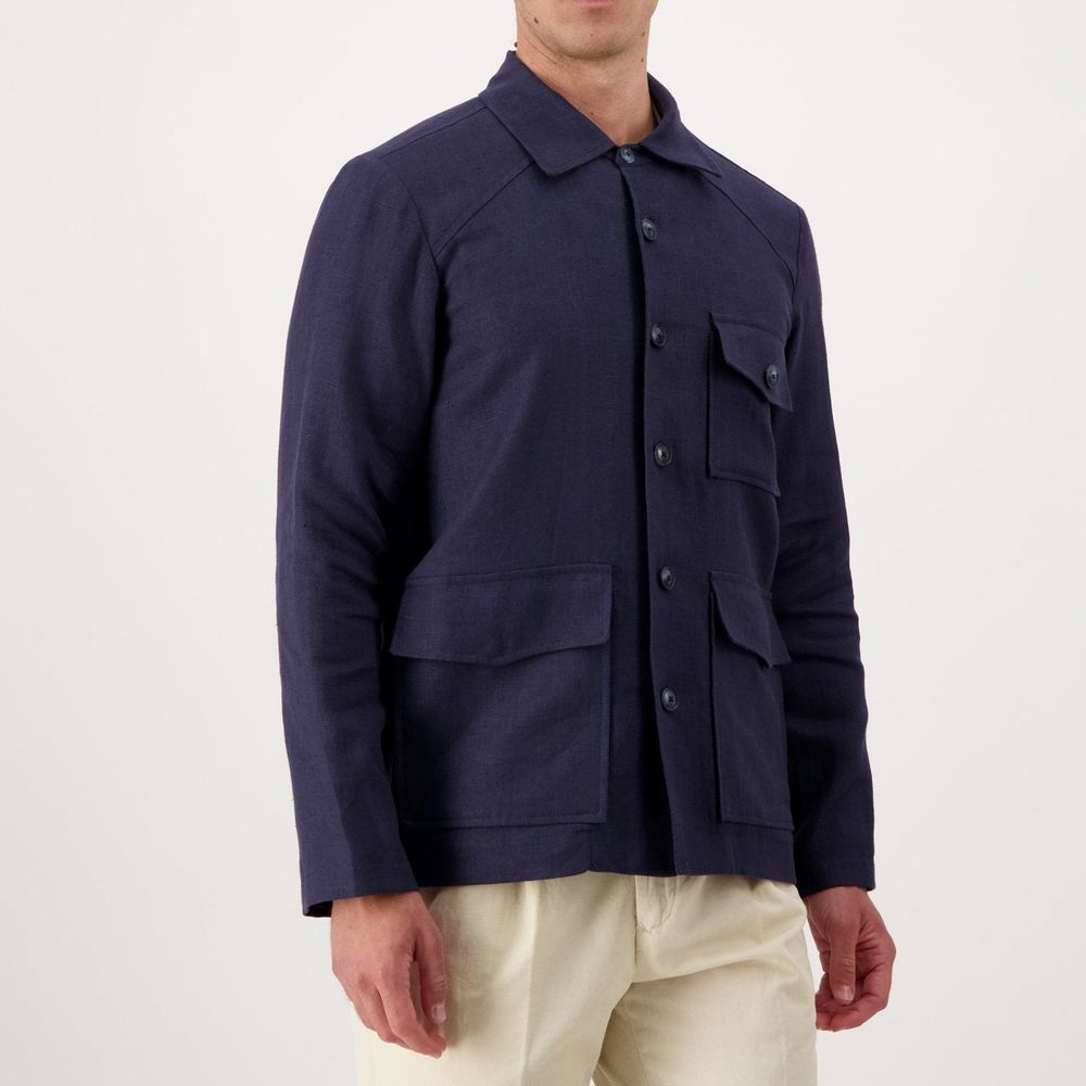 Navy Blue Linen Jacket