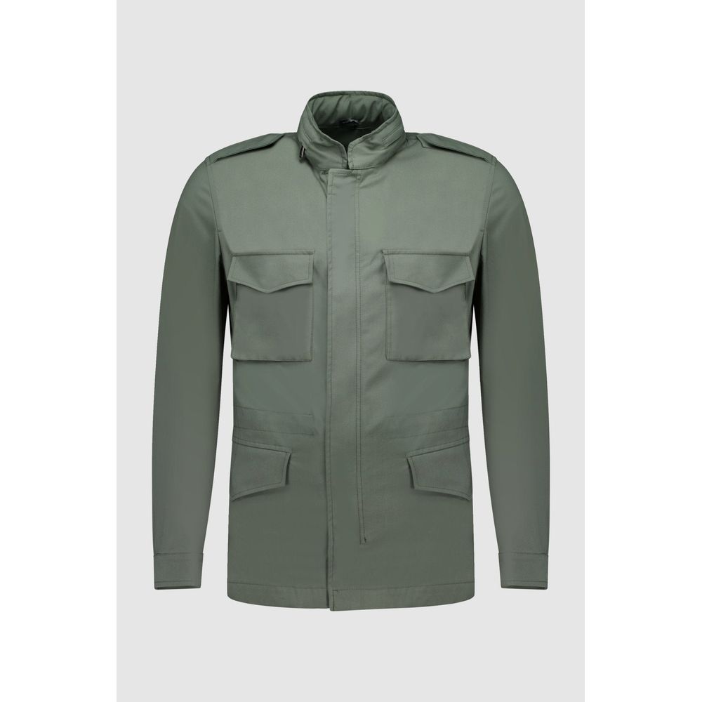 Bicolor Cotton Full-Length Jacket