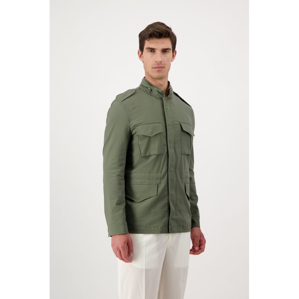 Bicolor Cotton Full-Length Jacket