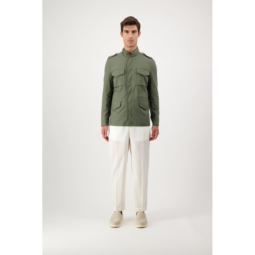 Bicolor Cotton Full-Length Jacket
