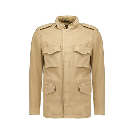 Beige Cotton Full-Length Jacket